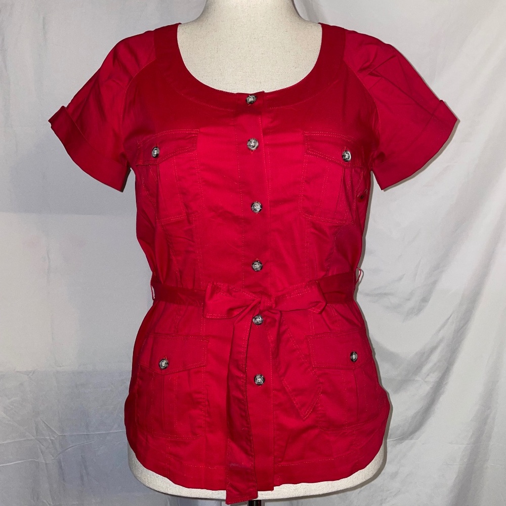 NWT New York & Company Stretch Button Down Blouse Size Medium